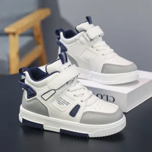 Kids Sports Shoes High Top Boys Girls Sneakers Leather Waterproof Non-slip Sport Shoes Children Toddler Casual Walking Shoes