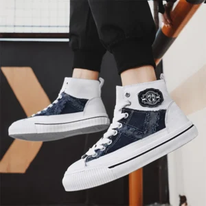 High Top Canvas Sneakers Man Fashion Casual Blue Espadrilles Men Trend Breathable Lace-up Men's Vulcanize Shoes tenis masculino