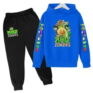 Kids Clothing 3-13Y Hooded Pullover Popular Game Plants vs. Monster Print Boys/Girls Top/Pants 2P Casual Fun Sports Charming Set