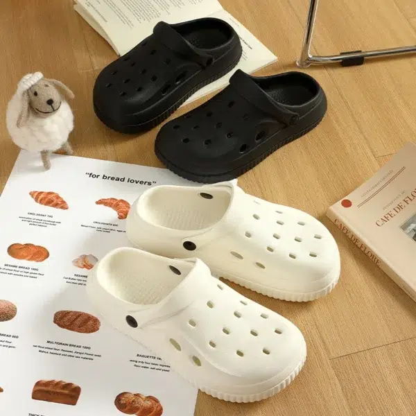 QYCKABY Clogs Sandals Men Women Couples Garden Shoes Summer Outdoor Slides Black White Minimalism EVA Rubber Outside Beach Shoes - Image 5