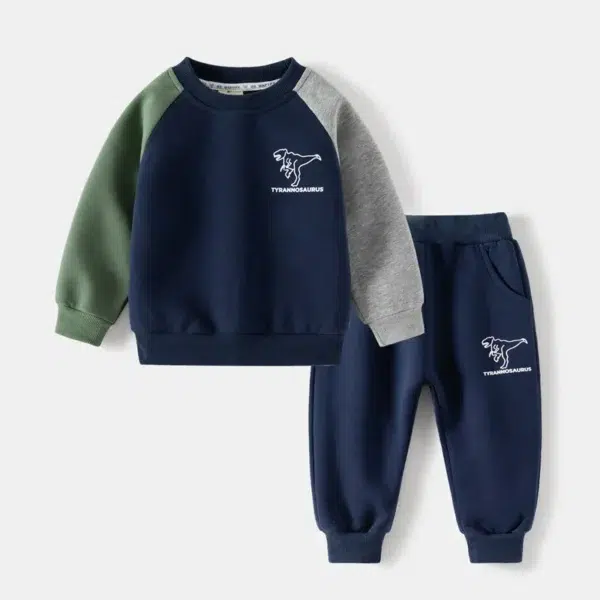 New Spring Autumn Children Clothes Set Color Patchwork Kids Boys Two-Piece Sets Children Boy Casual Tracksuit Outfits Tops Pants - Image 2