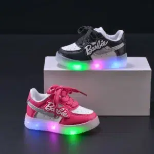 Barbie Shoes New Kids LED Shoes Children Tennis Shoes Girls Luminous Sport Shoes Baby Casual Sneakers Lighted Shoes Size 21-30