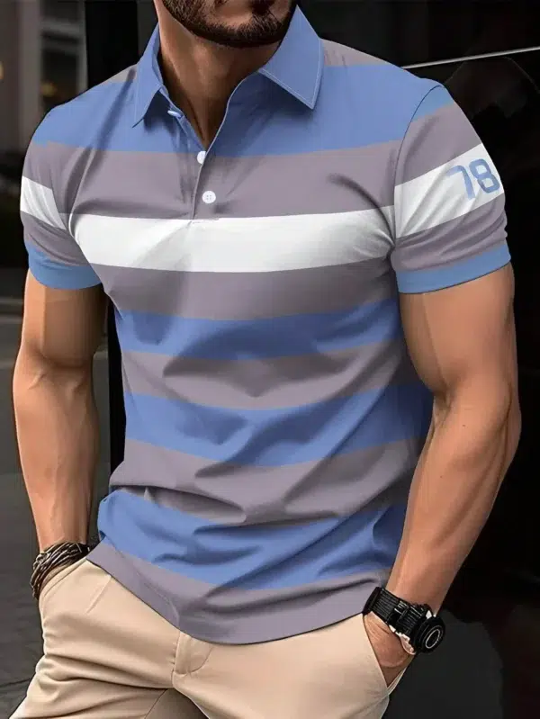 New Summer Best-Selling Men's Polo Shirt Collar Short-Sleeved Pullover Casual Sports Solid Color Stand Collar Trend T-Shirt