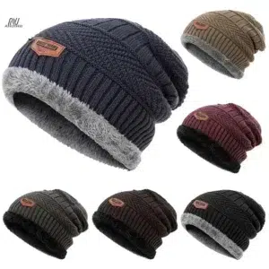 Men's Winter Hat Cotton Thicken Warm Beanies Hat Fashion Unisex Knitted Hats