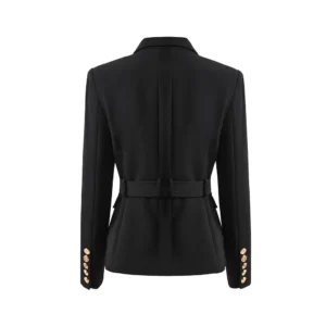 Women Pocket Blazer With Belt Notched Fashion Top Quality Elegant Design Good Shape Popular Style for Lady