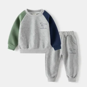 New Spring Autumn Children Clothes Set Color Patchwork Kids Boys Two-Piece Sets Children Boy Casual Tracksuit Outfits Tops Pants