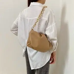 2023 New Handheld Shoulder Bag with Thick Chain and Wrinkled Cloud Pattern Crossbody Bags for Women Luxury Designer Handbag