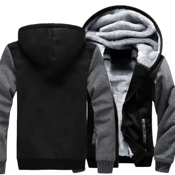 New Men's Jackets Coat Outdoors Fleece Warm Thicken Zipper Jackets Winter Hooded Coats - Image 3