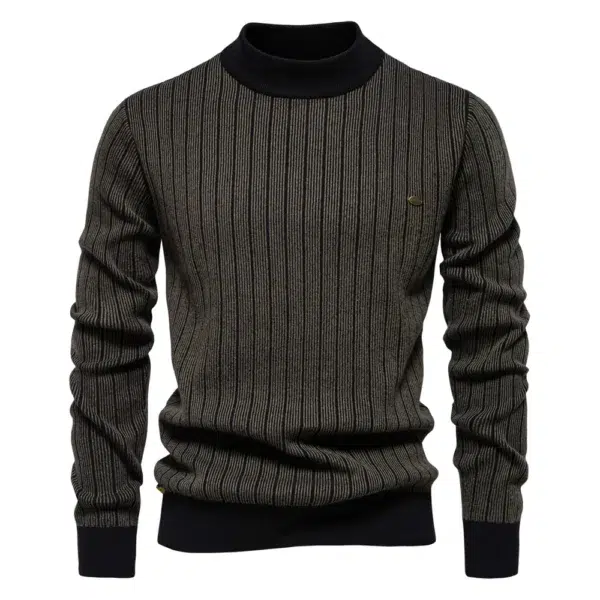 AIOPESON New Design Mens Mock Neck Cotton Pullover Sweaters Autumn Winter Warm Stripped Sweater for Men - Image 3