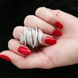 Vintage Micro Pave High Carbon Diamond Ring 925 Sterling Silver Engagement Wedding Rings for Women Anniversary Jewelry Gift