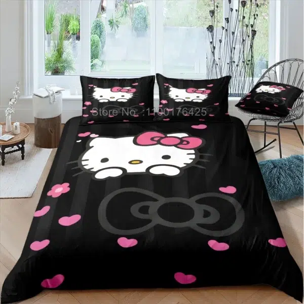 Hello Kitty Bedding Set Boys Girls Decorate Bedroom Twin Full Queen King Size Duvet Cover Pillowcases for Kids Gifts - Image 3