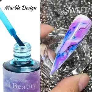 12pcs Blooming Marble Watercolor Nails Gel Polish Ink Spring Flowers Design Smudge Effect Soak Off Manicure Hybrid Varnish JI895