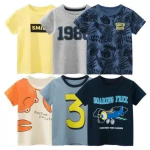 2024 Summer New Children's Clothing Leaf Letter Print Kids Clothes Boys Short Sleeve T-shirt Cotton Tops Tee Shirts Dropshipping