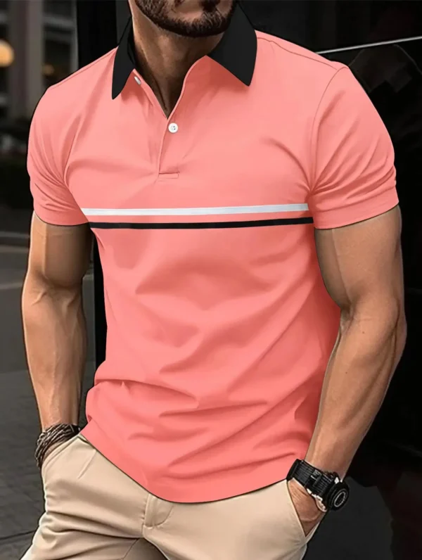 New Summer Best-Selling Men's Polo Shirt Collar Short-Sleeved Pullover Casual Sports Solid Color Stand Collar Trend T-Shirt - Image 6