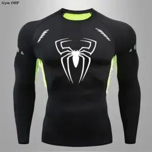 Spider Men Sports Rashgard Long Sleeves T Shirt Print Compression Men Running Shirt MMA Workout Bodybuilding Quick-Dry T-Shirts