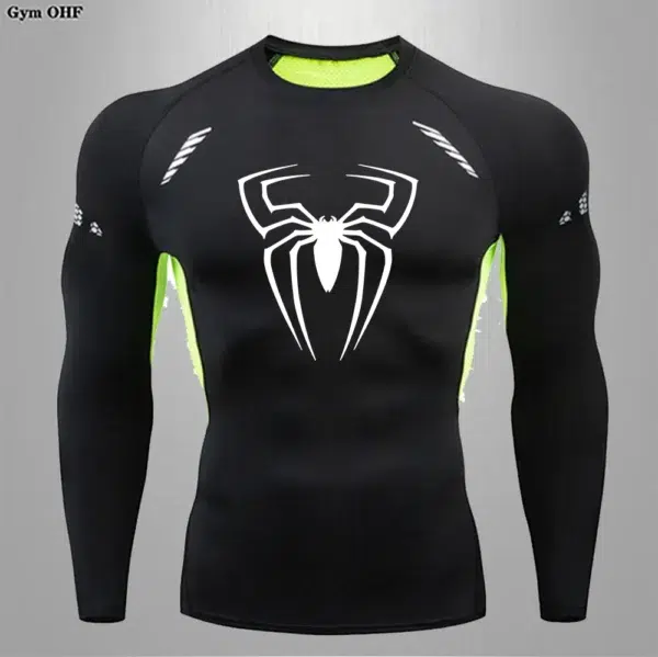 Spider Men Sports Rashgard Long Sleeves T Shirt Print Compression Men Running Shirt MMA Workout Bodybuilding Quick-Dry T-Shirts - Image 3