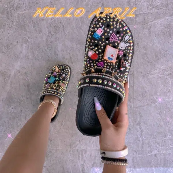 Women Shoes Sandals Summer Slippers Rivet Soft Garden Shoes Bling Clogs With Charms Female EVA Casual Shoes Plus Size 36-44 - Image 5