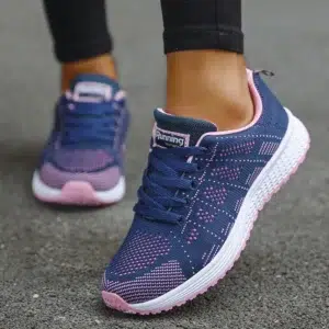 Women's Sneakers 2024 New Fashion Breathable Solid Color Walking Sneakers Women Mesh Fabric Lace Up Shoes Women Female Footwear