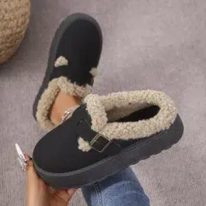 New Winter Retro Women Snow Warm Suede Leather Lazy Loafers Boots Shoes Woman Lady Female Flat Bottine Botas Boots Mujer Shoes