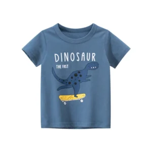 2 3 4 5 7 9 Years Summer Baby Boys Short Sleeve T-shirt Children Kids Cotton Cartoon Dinosaur Tops For Little Boys 9972