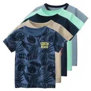 2024 Summer New Children's Clothing Leaf Letter Print Kids Clothes Boys Short Sleeve T-shirt Cotton Tops Tee Shirts Dropshipping