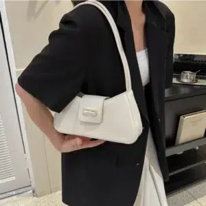 Minimalist Shoulder Bag for Women Simple Solid Color Underarm Bag Women's Buckle Handbag and Purse Fashion Small Top-handle Bags