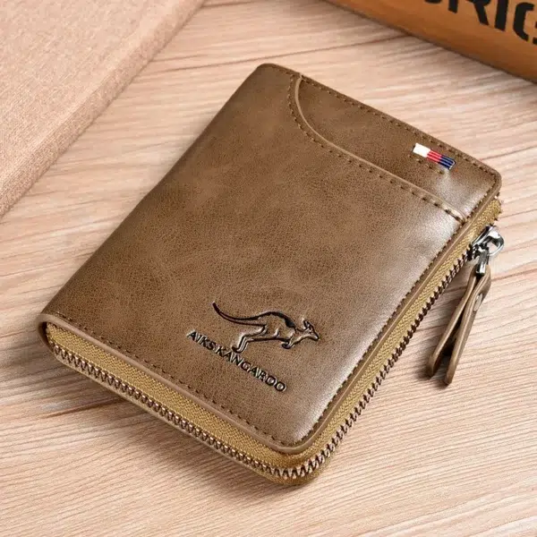 Fashion Men's Coin Purse Wallet RFID Blocking Man Leather Wallet Zipper Business Card Holder ID Money Bag Wallet Male Purse