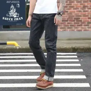 SauceZhan SZ003 Men's Jeans Men Raw Denim Jeans with Slub Yarn Men Jeans Unsanforized Selvedge Jeans Jeans Slim Fit 14.5 Oz