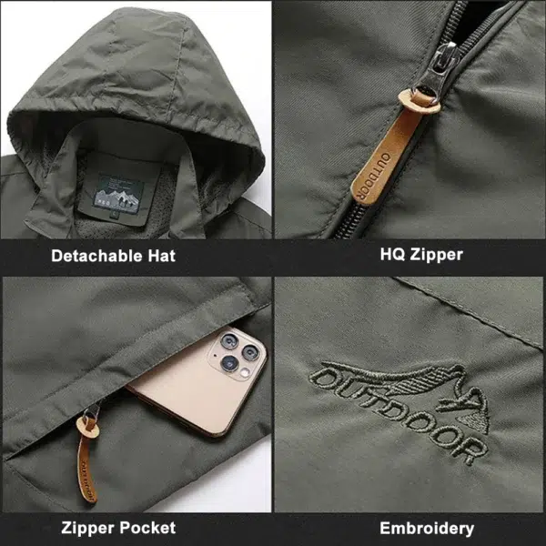 Windbreaker Men Tactical Jacket Waterproof Outdoor Hooded Coat Sports Military European Size S-5XL Field Climbing Thin Outwear - Image 4