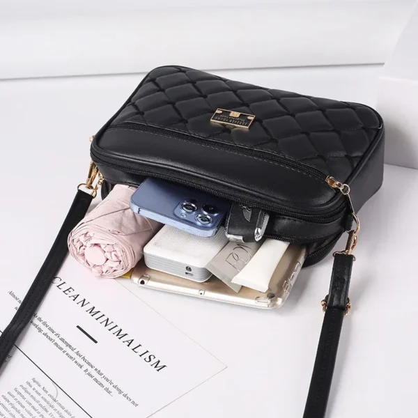 2024 Women's One Shoulder Small Square Handbag New Cross Border Foreign Trade Lingge PU Crossbody Versatile Small Messenger Bag - Image 5