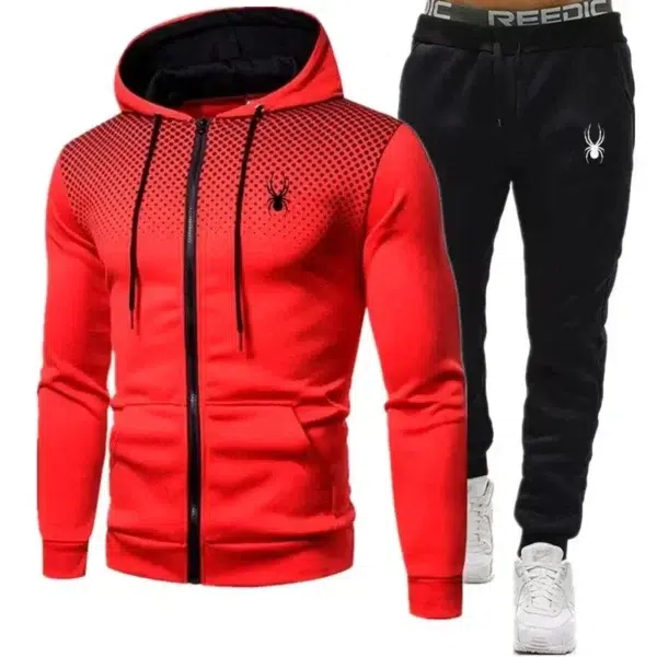 Men's sportswear hooded zippered jacket+sports pants set fashion two-piece spring and autumn men's training jogging sports - Image 4