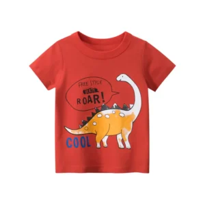 2 3 4 5 7 9 Years Summer Baby Boys Short Sleeve T-shirt Children Kids Cotton Cartoon Dinosaur Tops For Little Boys 9972