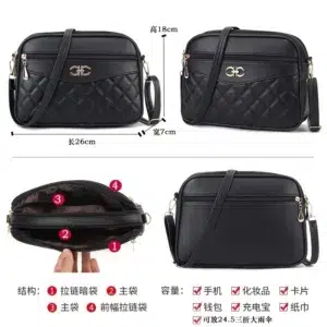 2024 New Four Layer High Capacity Middle Aged Women's Bag Fashion Lingge Crossbody Shoulder Bag Versatile Camera Square Handbag