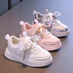 Autumn Sneakers For Kids 2024 Trend Fashion Glitter Sport Shoes Korean Style Teenager Girl's Tennis Shoes Casual Footwear