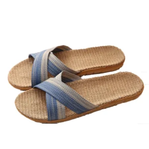 Summer Men Flax Slippers Casual Linen Slides Multi-Style Non-Slip Home Flip Flops Indoor Shoes Male Sandals Pantoufle Homme