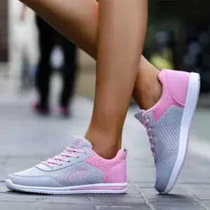 Breathable Sneakers For Women 2024 New Fashion Solid Color Soft Women Sneakers Mesh Fabric Lace Up Woman Shoes Female Footwear