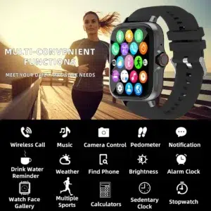 Men Women Smart Watch 1.83'' Waterproof Fitness Sports Watch Answer Call Sleep Sport Pedometer Information Alerts Smartwatch