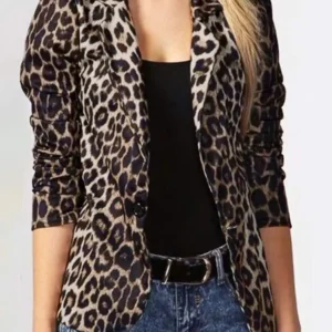 ZANZEA Women OL Blazer Fashion Ladies Office Suits Button Up Outwears Oversized 2023 Spring Summer Female Leopard Lapel Coats