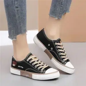 Summer Bear Canvas Shoes Women Korean Breathable Casual Sport Fashion Lace Up Flat Tennis Sneakers Female Vulcanized