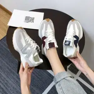 Low Heel Microfiber Fashion Sneakers Lace-up Adult 2024 High Quality Shoes Female Mixed Colors Sewing Women's Vulcanize Shoes