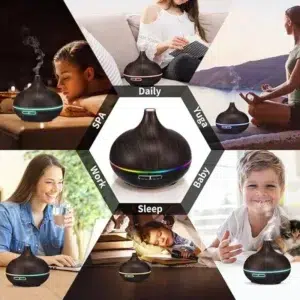 High Quality 500ml Aroma Essential Oil Diffuser Wood Grain Air Humidifier Aromatherapy Ultrasonic Remote Control Home Bedroom