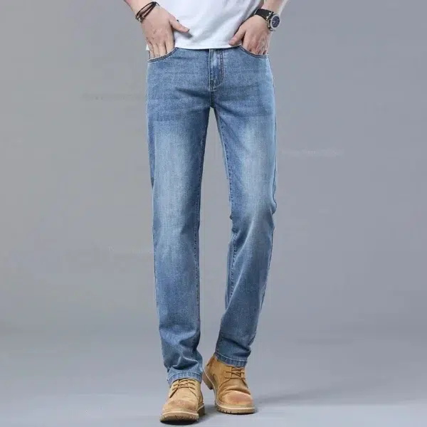 New in Men's Straight Jeans Summer Thin Casual Stretch Fashion Business Casual Denim Pants Straight Classic Male Trousers - Image 6