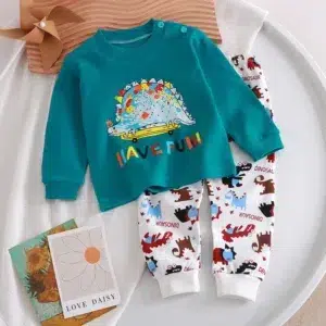 New 2024 Kids Boys Girls Pajamas Cute Cartoon Long Sleeve T-Shirt Tops with Pants Toddler Baby Autumn Sleepwear Clothing Sets