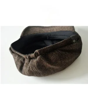 Men Retro Beret British Hat Wool Blend Vintage Herringbone Tweed Men Casual Newsboy Hat Flat Cap