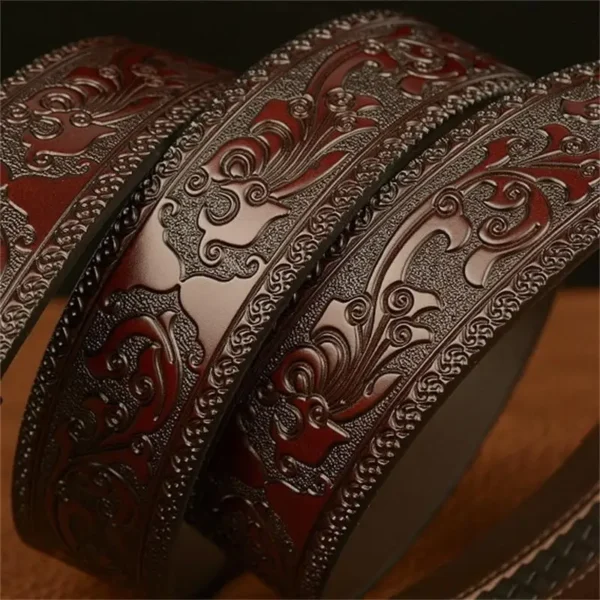 SupSindy Men Genuine Leather Belt Luxury Gold Lion Metal Automatic Buckle Cowhide Belts for Men Jeans Waistband Male Strap Black - Image 6