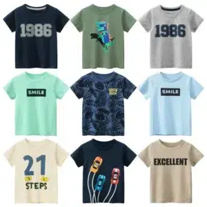 2024 Summer New Children's Clothing Leaf Letter Print Kids Clothes Boys Short Sleeve T-shirt Cotton Tops Tee Shirts Dropshipping