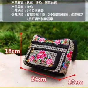 Yunnan Ethnic Style Bag Embroidered Women's Shoulder Bag Fully Embroidered Crossbody Bags for Women Ladies Hand Bags