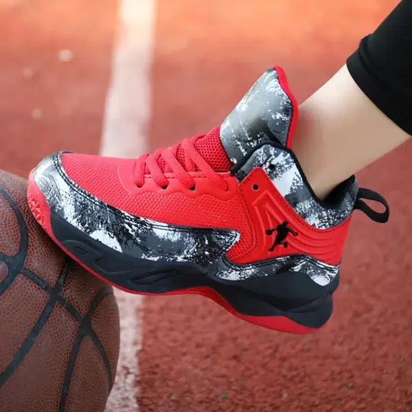 Childrens Basketball Shoes Field Training Tennis Sneakers Free Shipping High-top Leather Comfortable Basketball Boots for Kids - Image 6