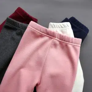 Sweet Girls Pants Kids Boys Thick Warm Trousers Winter Children Casual Solid Color Warm Pants Girls Leggings Gray Pink Wine