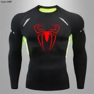 Spider Men Sports Rashgard Long Sleeves T Shirt Print Compression Men Running Shirt MMA Workout Bodybuilding Quick-Dry T-Shirts